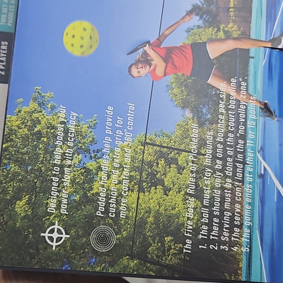 PICKLEBALL Outdoor Wooden Paddle Set with 2 Paddles & 2 Balls - Picture 4 of 6